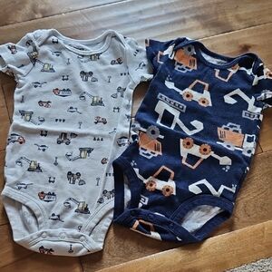 Carter's Construction Themed Bodysuits - Gray and Navy